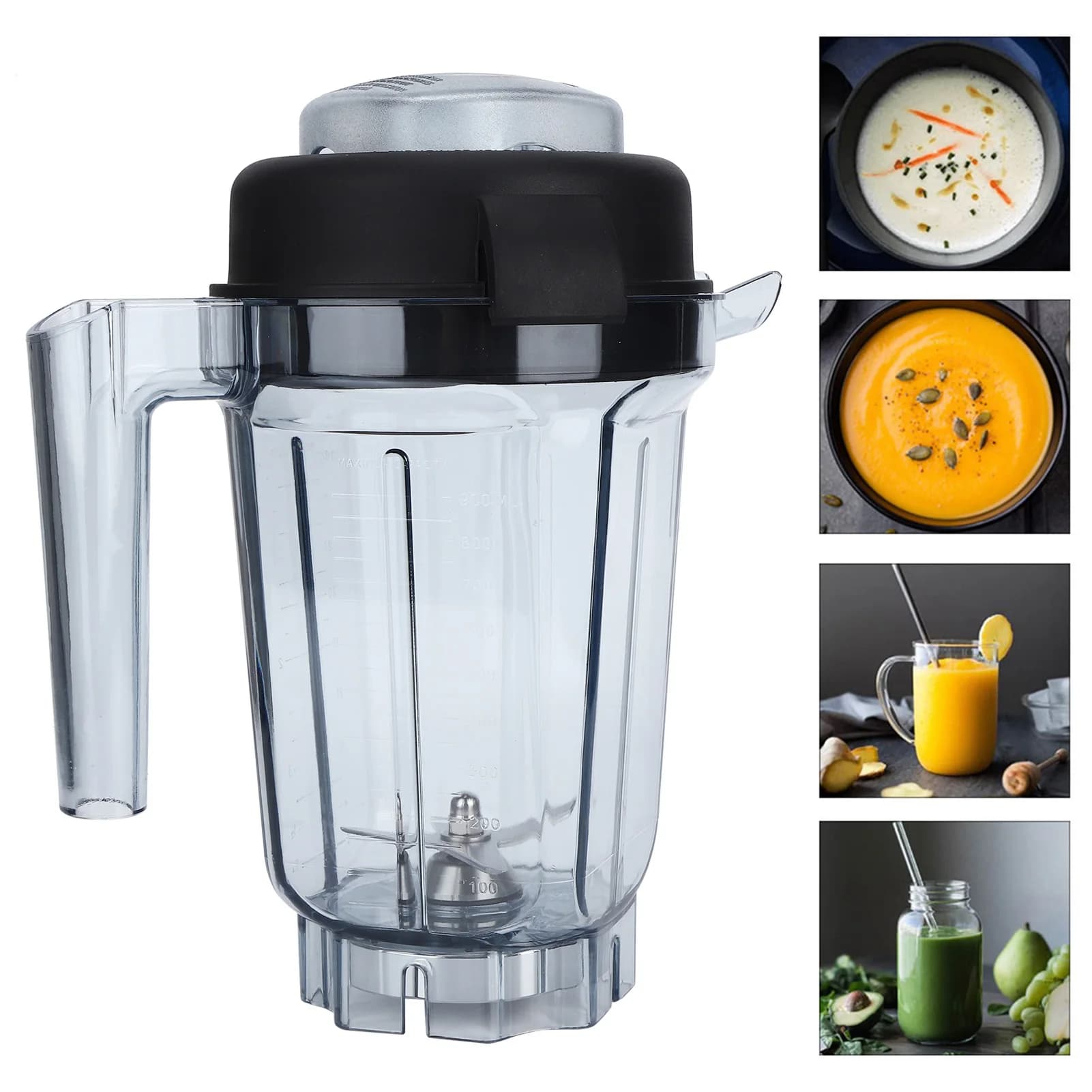 Transparent Food Blender Container with Blade Lid Replacement Accessories Fit for Container 32oz Container for