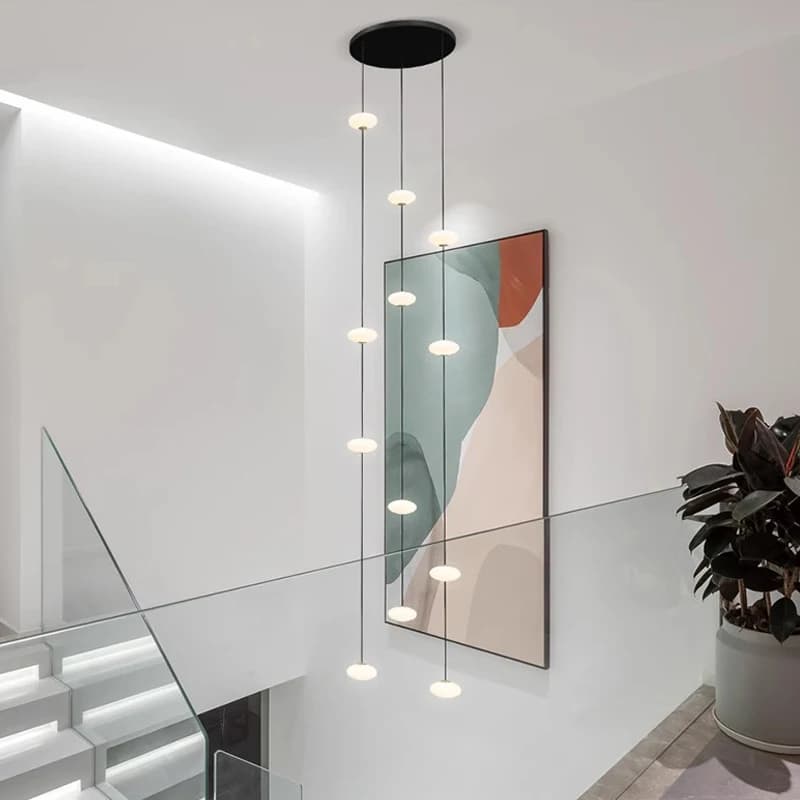 Lampadario per scale a Led lampadario moderno per soggiorno appeso designer Villa duplex illuminazione per edifici ciondolo ovale per soffitta