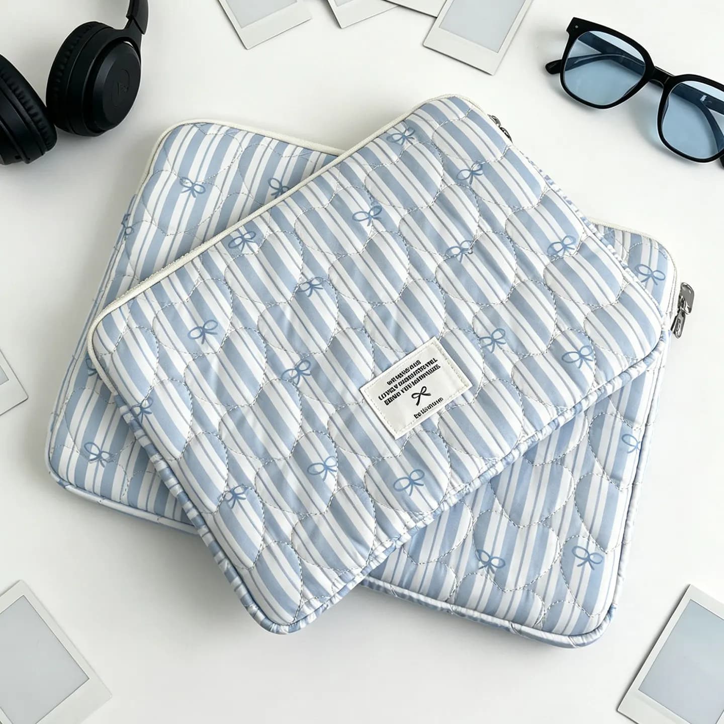Quilted Shockproof Laptop Sleeve Aesthetic Tablet Notebook Protective Carrying Case 11 13 14 15 15.6 16 Inch Cute Bag for Girls