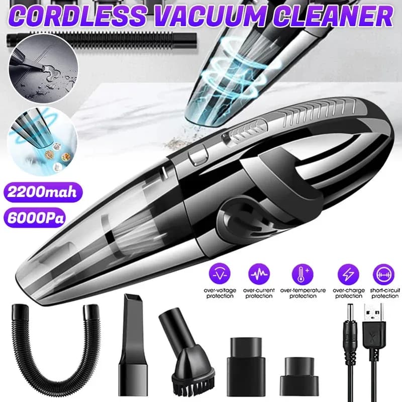 Aspirapolvere portatile senza fili Ricarica USB Aspirapolvere per auto Portatile Wet & Dry Tenuto in mano Forte aspirazione Cordless 12000pa