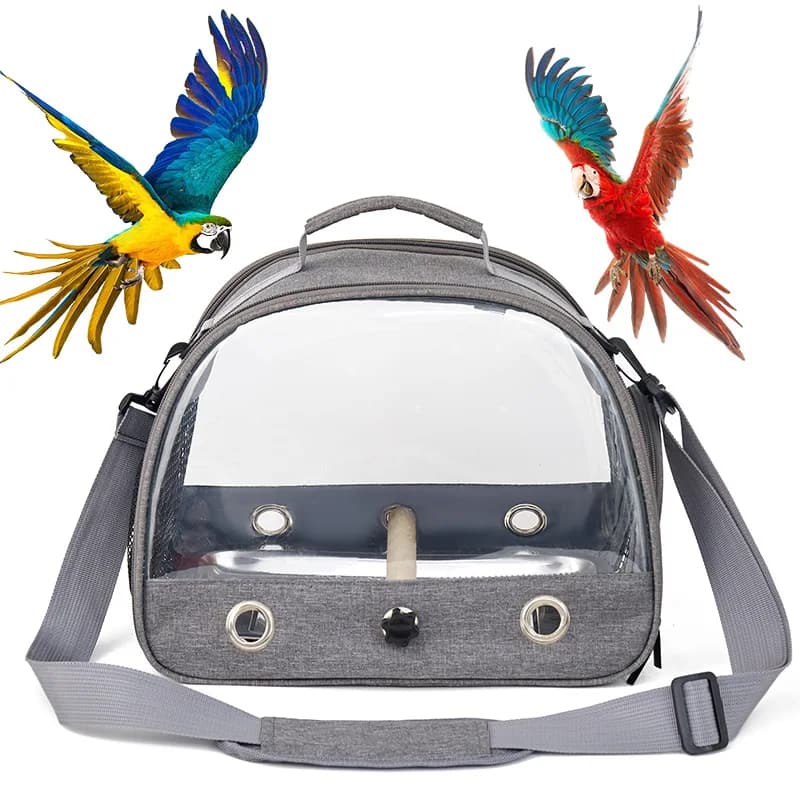 Portauccelli portatile Borsa da viaggio pieghevole trasparente per uccelli Gabbia da trasporto per pappagalli con pesce persico Ideale per pappagalli e piccoli animali domestici