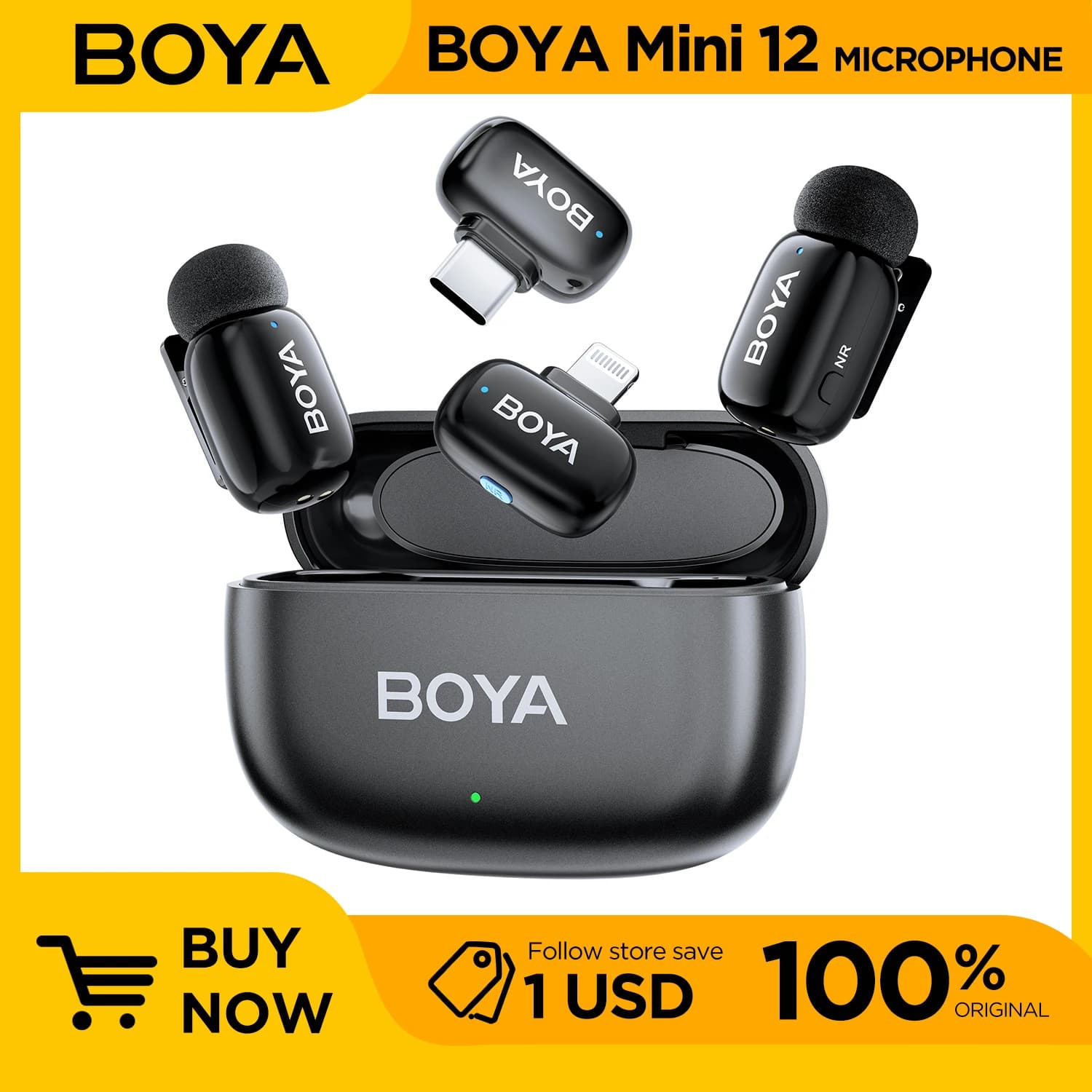 Boya mini microfono lavalier wireless per iPhone Android Smartphone PC Computer, Vlogging TikTok YouTube Creatori di contenuti