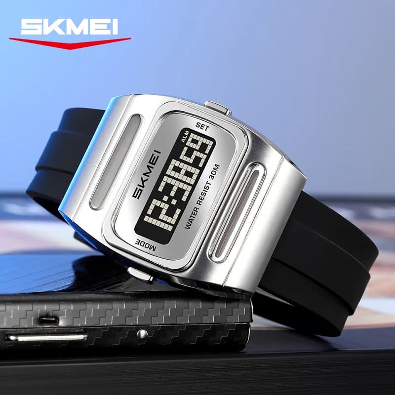 SKMEI 2563 Orologio Elettronico da Uomo, Nuovo Design alla Moda con Sveglia, Calendario, Energia Solare e Display Luminoso