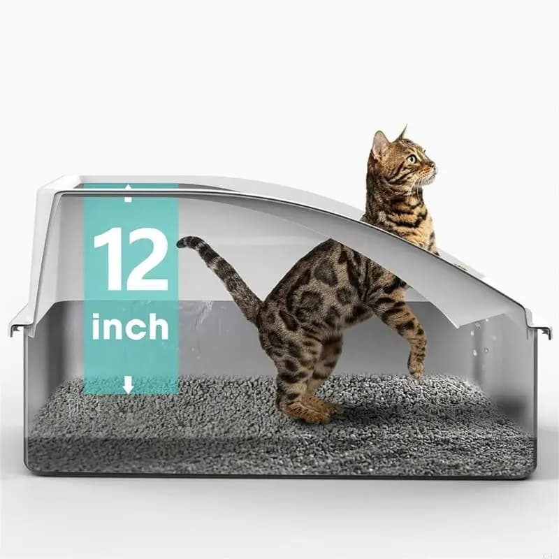 Lettiera gatti in acciaio inossidabile chiuso con scoopsplashprevent design rifiuti contenitore per odori eliminazioni kxre