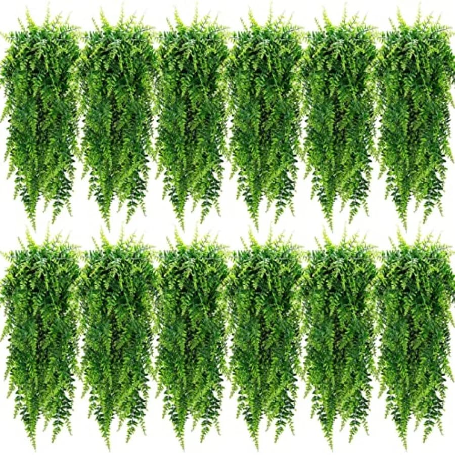 12 Pieces Artificial Plants 32 Inch Pendants, Boston Felci Finte in Plastic for Walls, Rooms, Gardens, Nutial Garlands, Interior