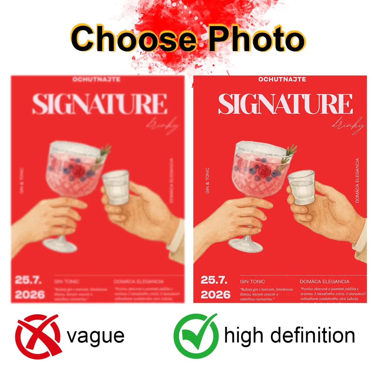 Custom Photo Advertising Poster Personalized Beverage Wall Art for Bar/Restaurant A4-A3-A2 HD Printing Canvas Unframed 1pcs