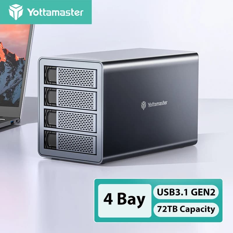 Yottamaster Type-C 10gbps custodia HDD a 4 Slot 2.5 "/3.5" USB3.1 a SATA3.0 custodia SSD per disco rigido esterno con 4*18TB