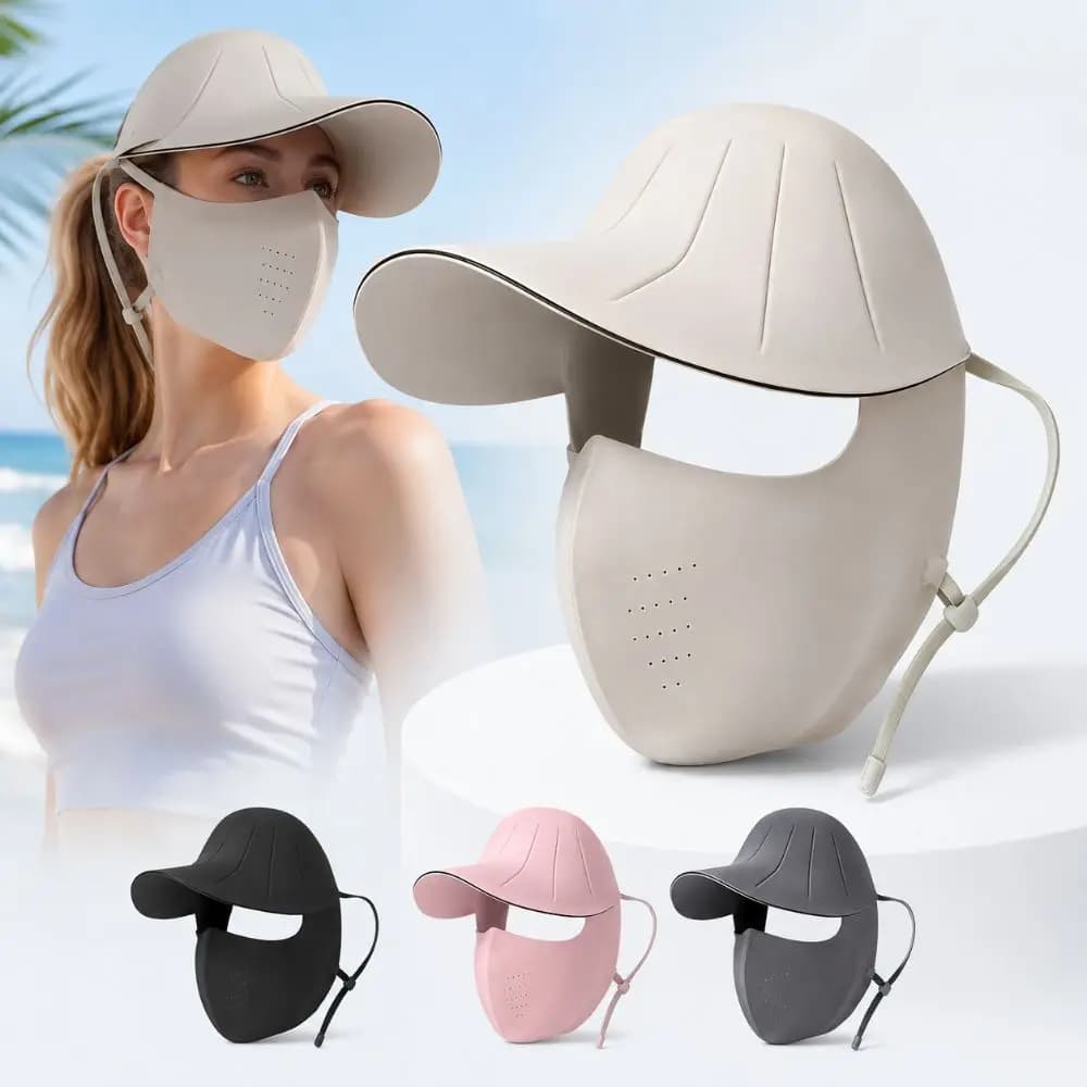 Fashion Sun Protection Full Face Mask All-in-one Cool Fabric Mask with Brim Breathable UV Protection Cycling Mask Summer Outdoor