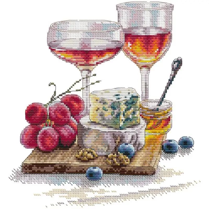 Romantico vino rosso Still Life Pattern Kit punto croce Aida 14 16 11CT tela stampata panno filo di cotone ricamo Kit da cucito