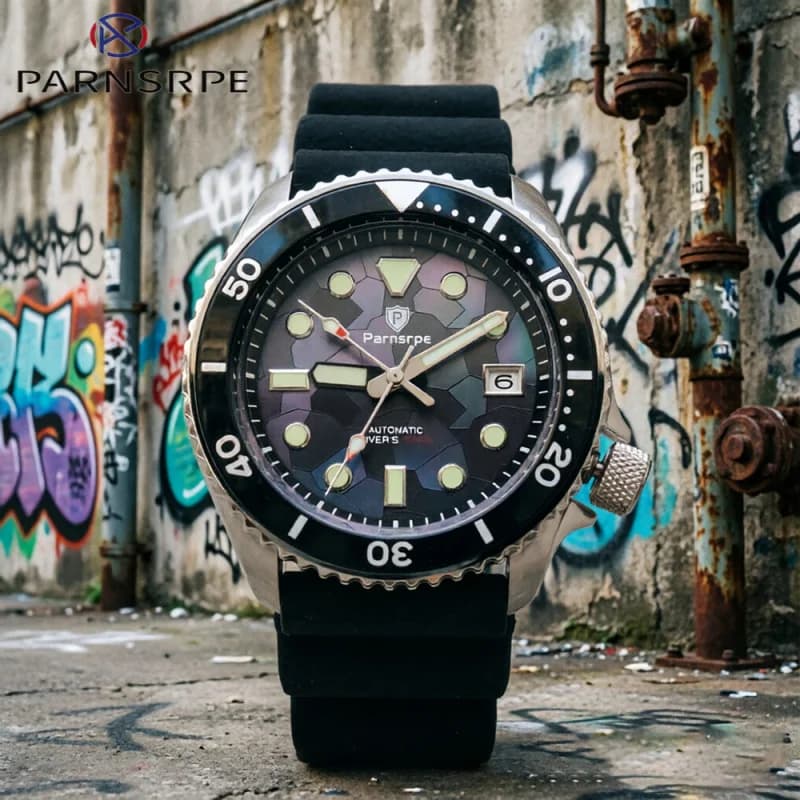 NH35 Mechanical Watch for Men 2026 New Dive Watch Luminous Mother of Pearl Dial Sapphire Crystal 41mm Rubber Strap 200M Watch
