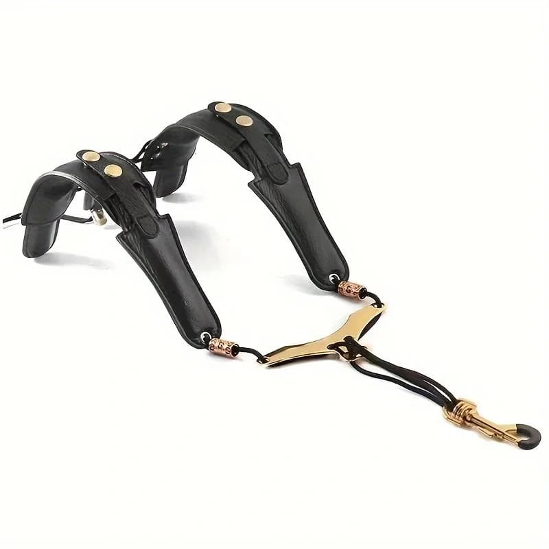 Leather Saxophone Neck Strap,Aluminum Plate Neck Strap with Saxophone Shoulder Straps for Alto,Tenor,and Baritone Electric Bass