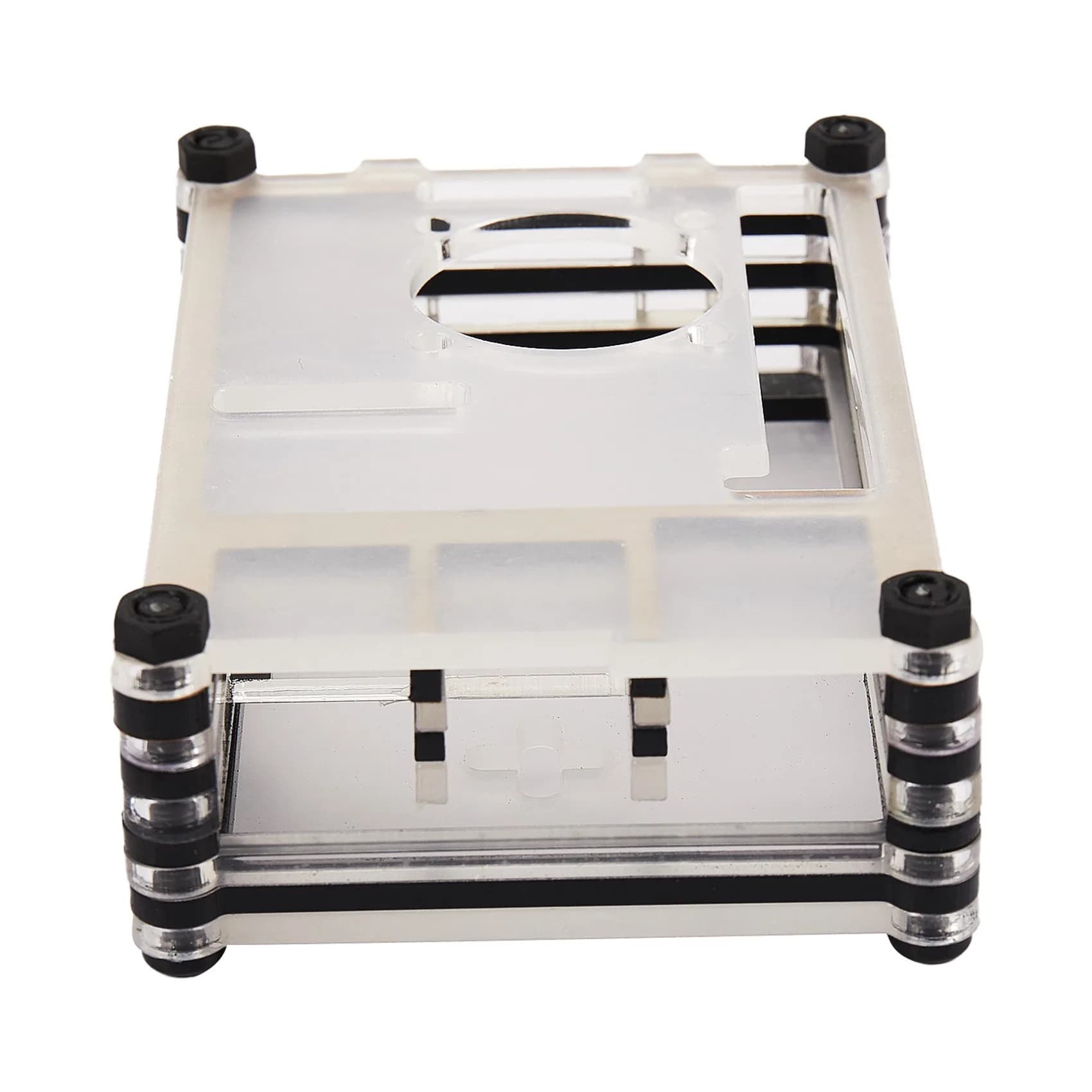 Exquisite-4X Acrylic Transparent / Clear & Black Case Cover For Raspberry Pi 4 Model B, With Cooling Fan For Raspberry Pi 4B