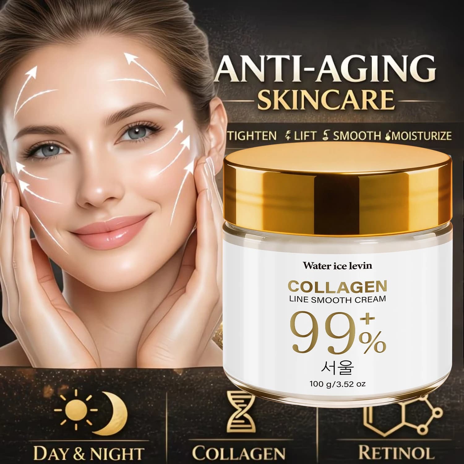 K-Beauty Collagen Smoothing Face Cream with Hyaluronic Acid & Niacinamide – Firming Moisturizer 100g