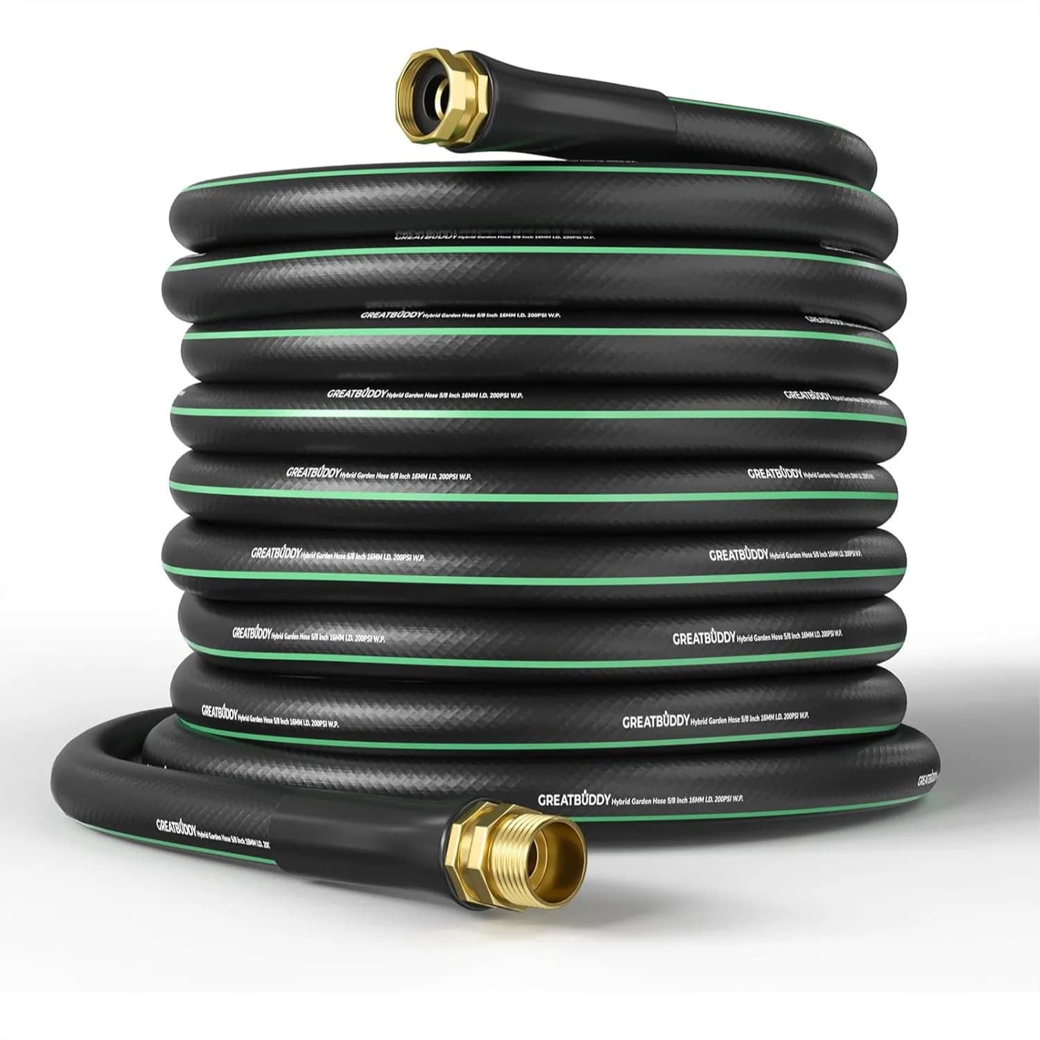 Tubo da Giardino da 30 Metri, Tubo Flessibile in Gomma da 5/8'', Resistente e Leggero, 600 PSI, con Raccordi in Ottone Massiccio, Antiperdita