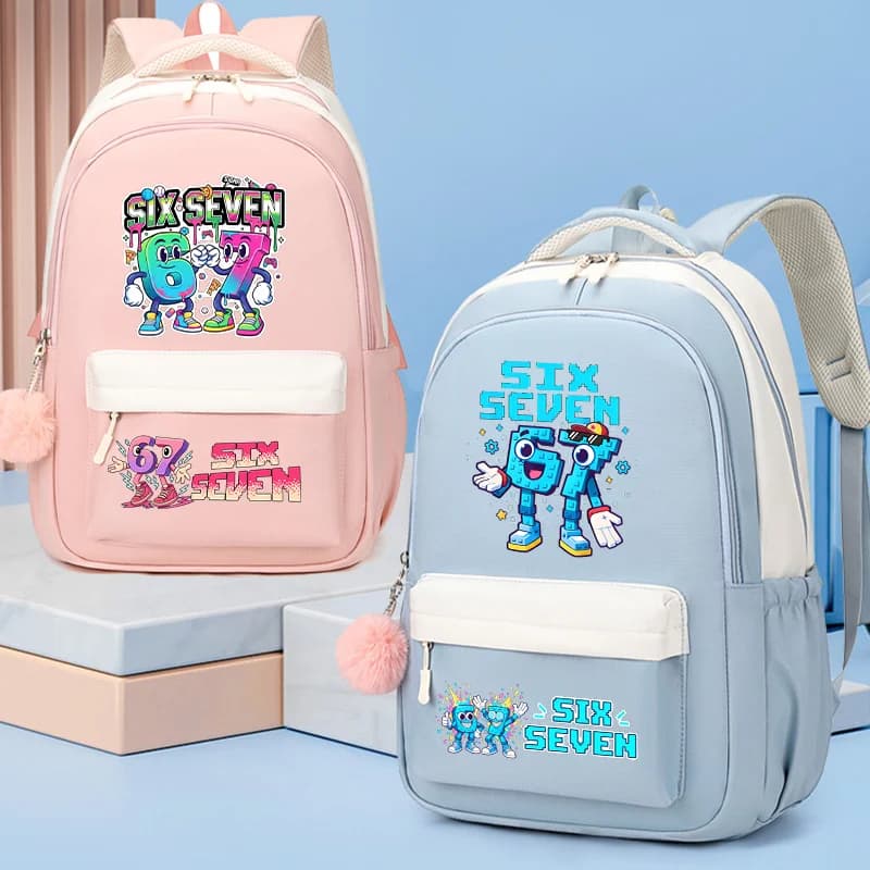 Ruba A Brainrot Zaino per ragazzi e ragazze Zaini alla moda Divertente 67 Sei Sette Modello di cartone animato Zaino stampato Regali per il ritorno a scuola