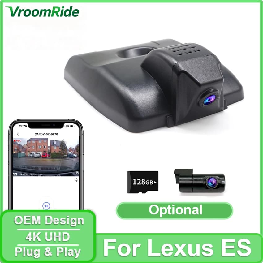 Dash Cam 4K Plug and Play per Auto, Telecamera Anteriore e Posteriore per Lexus ES ES350 ES330 ES300 ES300h ES250 2015~2024 2025, Visione Notturna