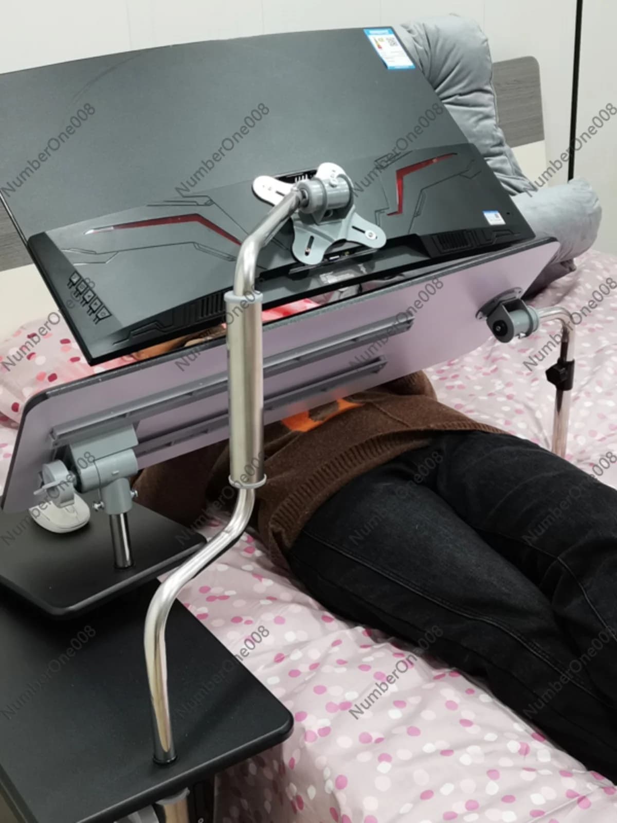 Tavolino Regolabile da Letto per Laptop, Scrivania Mobile per Computer con Supporto Inclinabile per TV