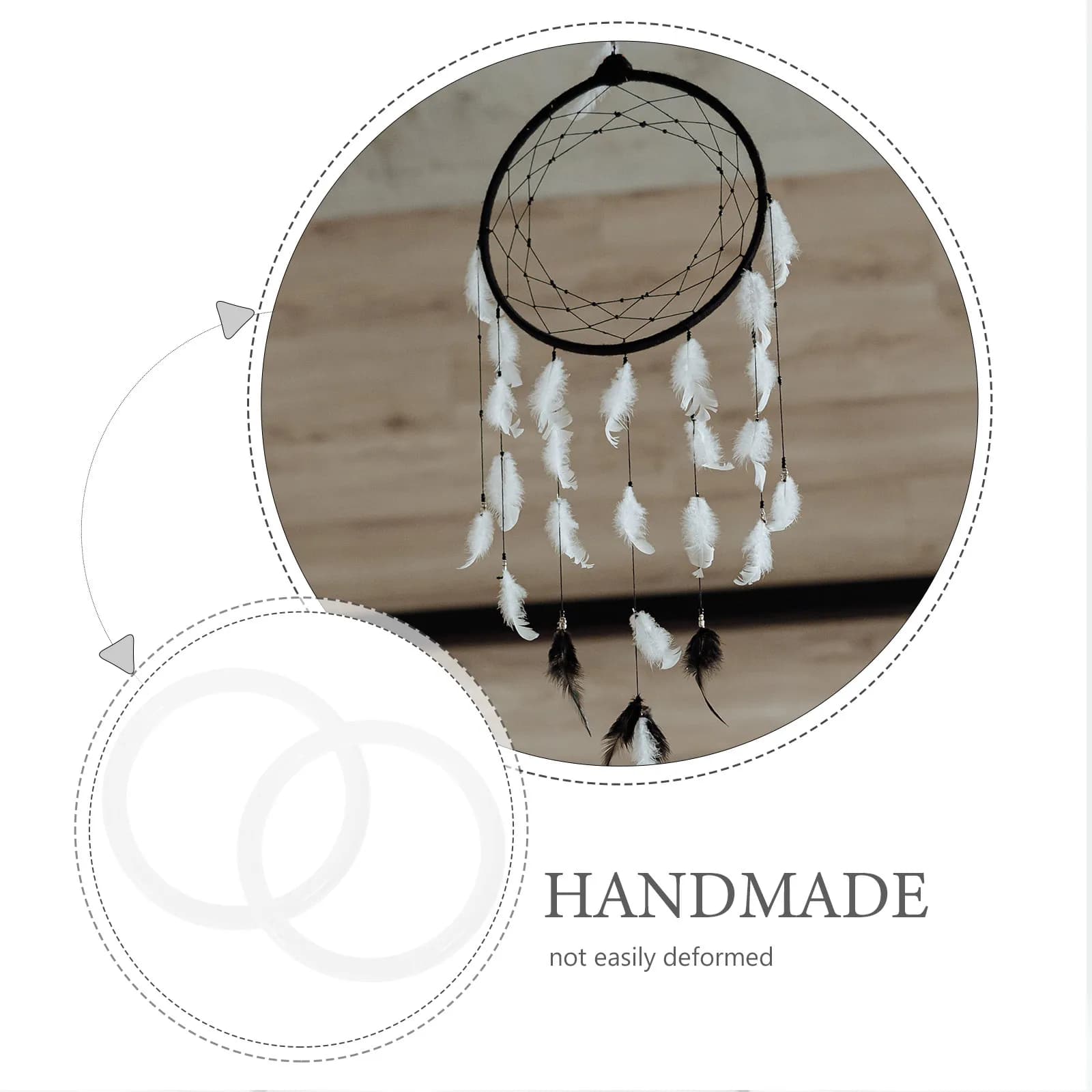 50Pcs White Round Plastic Rings Dreamcatcher Making Kit for Macrame Hoops Floral Craft Wreath Frame DIY Home Decor Wall Car
