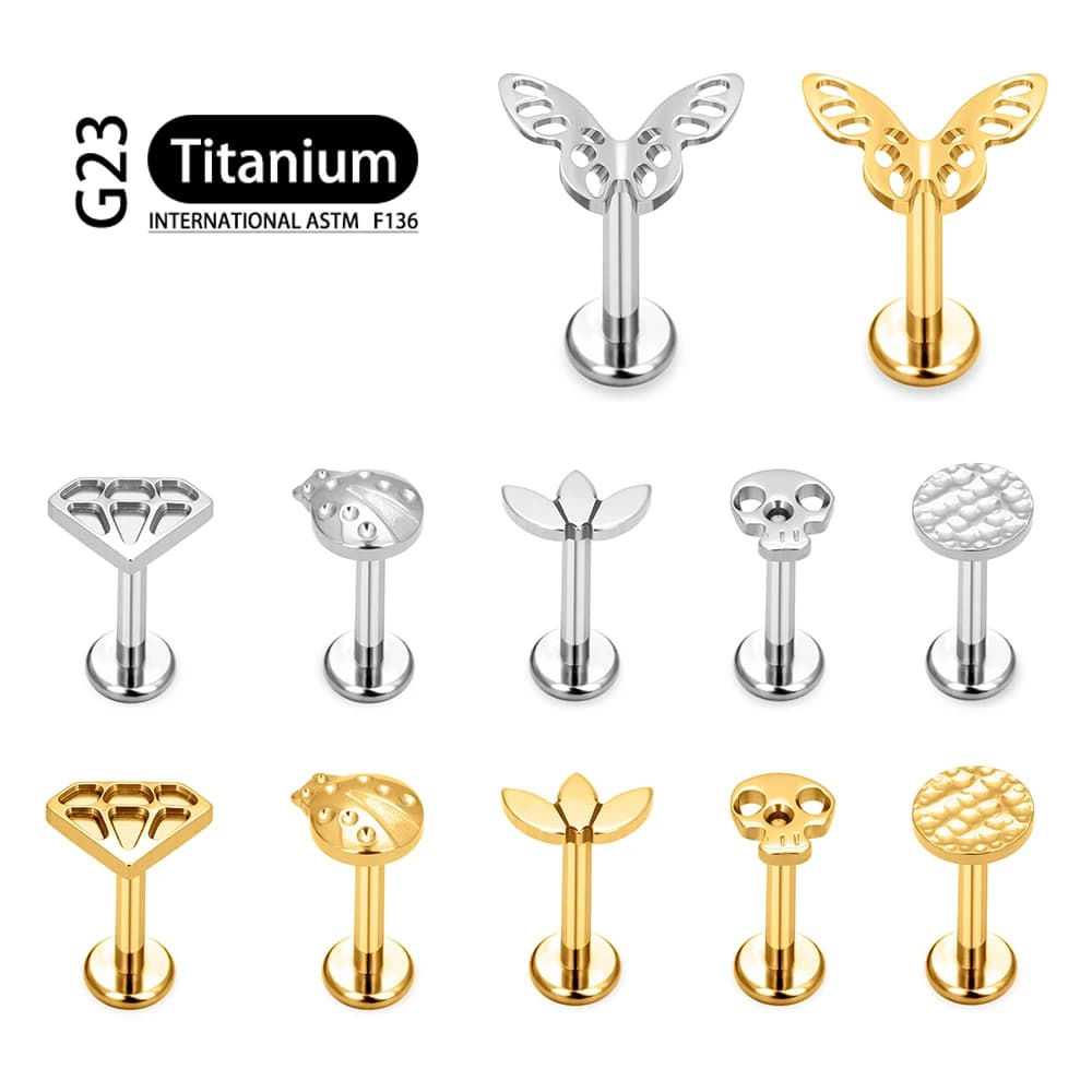 MVJK ASTM F136 Titanio 16G Pacman Gioco Fantasma Divertente Orecchino a perno Halloween Labret Monroe Trago Cartilagine Elica Piercing