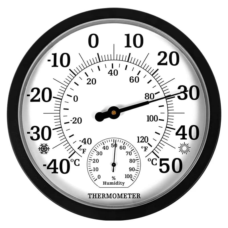 Orologio igrometro termometro decorativo da 25 cm per la decorazione della parete del giardino Termometro per interni ed esterni Indicatore di temperatura per la decorazione della casa