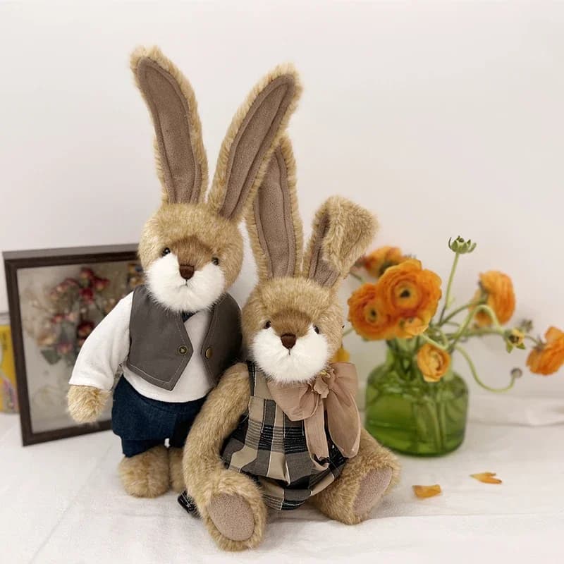 Cartoon Orecchie lunghe Coniglio giocattoli di peluche con giunti mobili Coniglio di peluche Coppia coniglietto giocattoli bambola regalo di compleanno per gli amici Vetrina