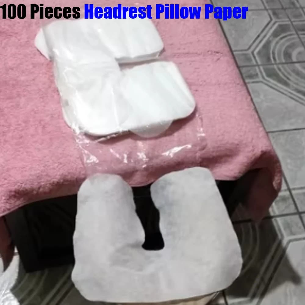 100x Disposable Spa Massage Cradle Table Sheets Headrest Pads Non Woven Fabric Face Pillow Hole Cover Face Rest Overlay Cushion
