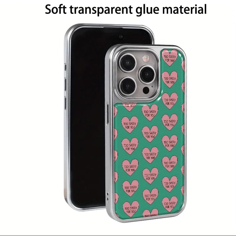 Cover per iPhone con motivo a cuore rosso e rime, galvanizzata e con colla a goccia, per iPhone 17 16 15 14 13 12 11 Pro Max 16 15 Pro 17 Air 14 13