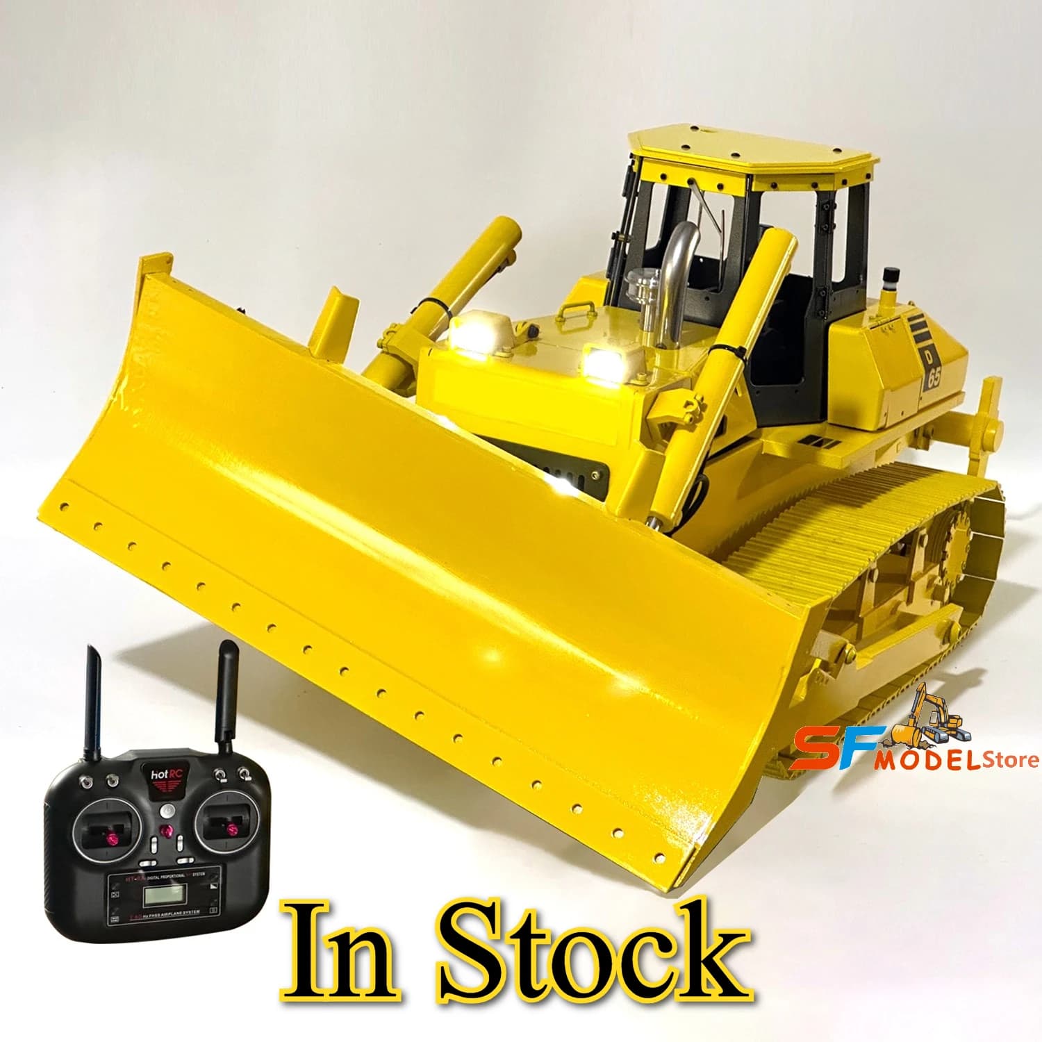 1/10 Bulldozer idraulico RC Modello in metallo Versione RTR con sistema di illuminazione Macchine di ingegneria Bulldozer Giocattolo per auto RC per adulti
