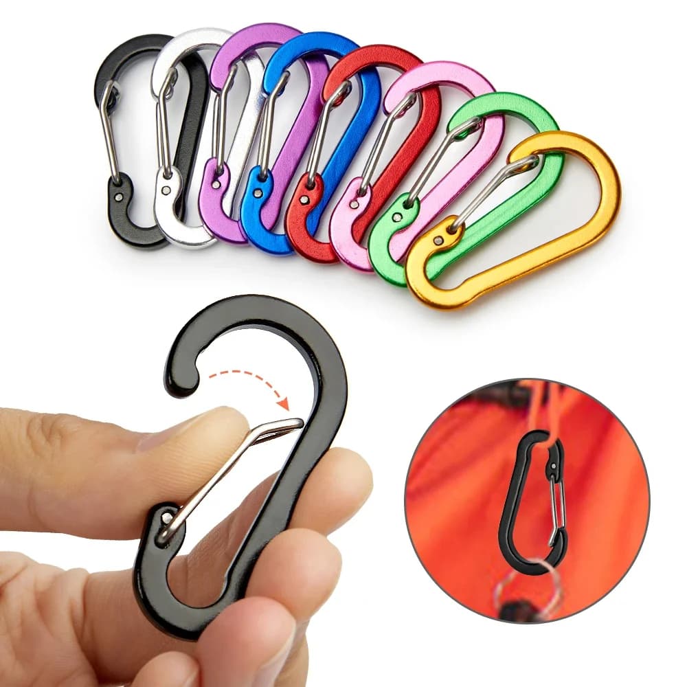 12PCS Moschettone Clip Set Turistico Piccoli Ganci Pesca All'aperto Campeggio Ciclismo Escursionismo Multi Strumento Portachiavi Fibbia Moschettoni