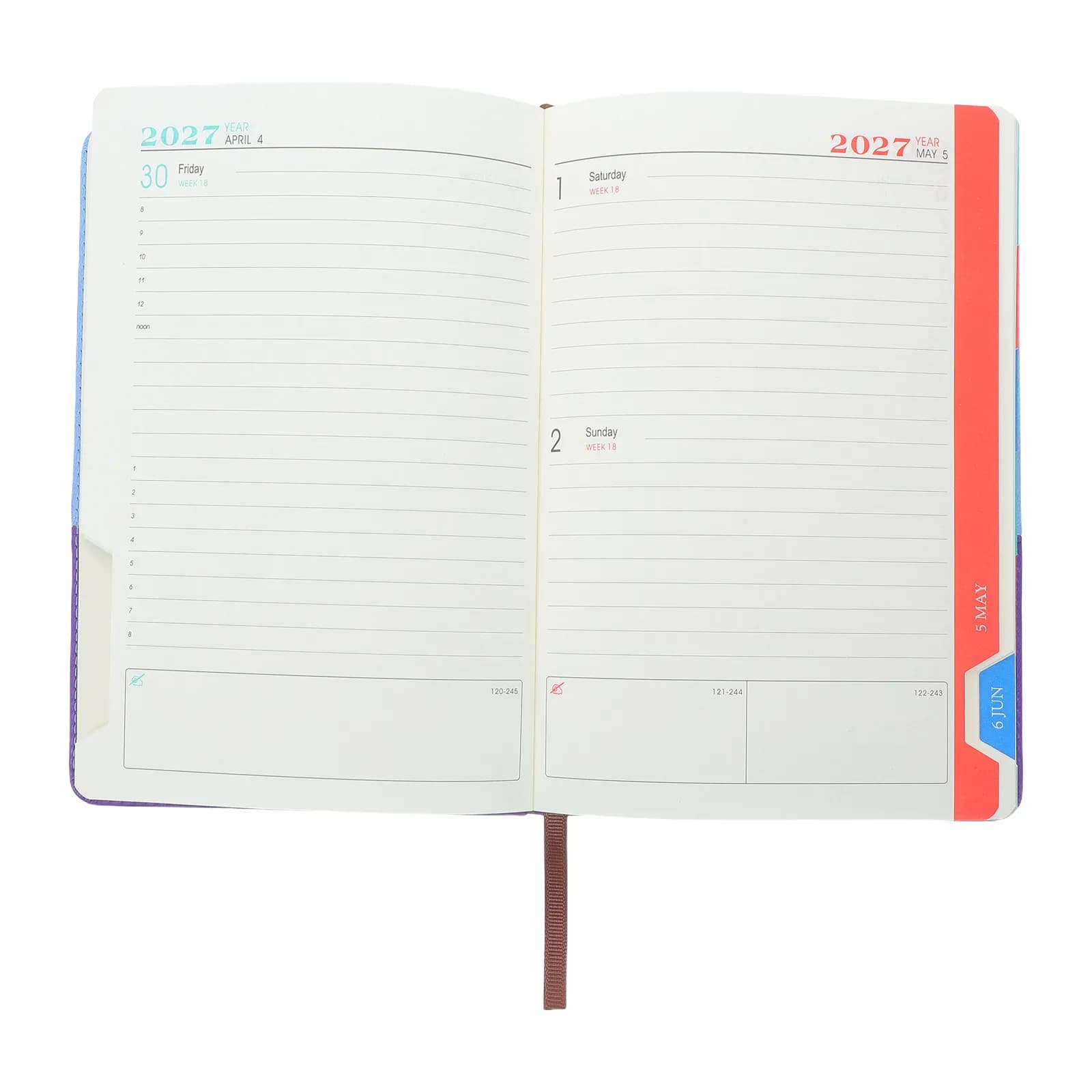 2027 Daily Agenda Book A5 Soft Cover Color Block Planner Student School Organizer Business Schedule Appointment Journal Notebook