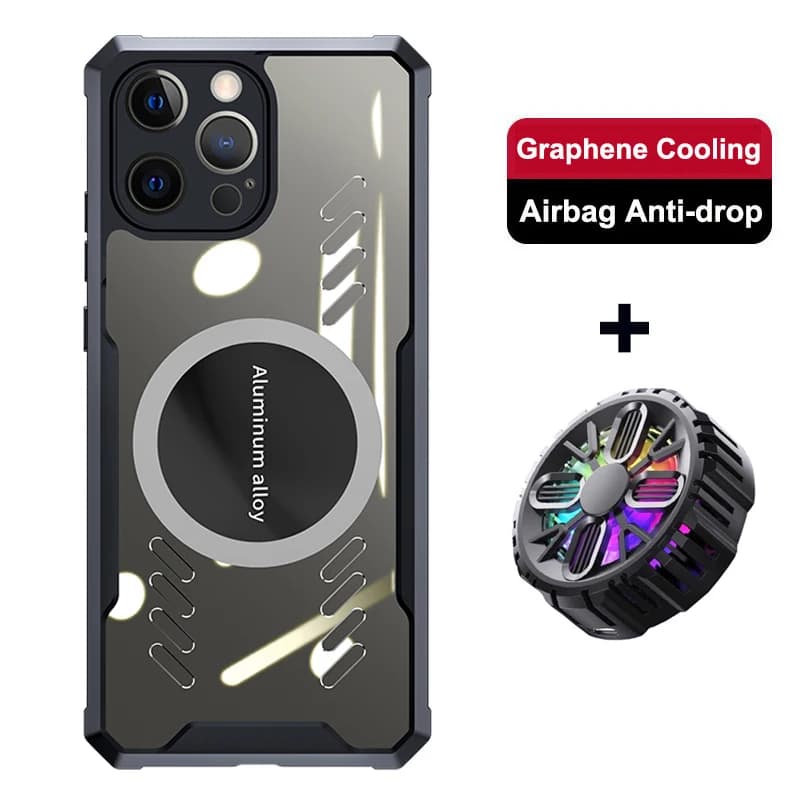 Custodia Trasparente Rinfrescante per Dissipazione del Calore per iPhone 15 16 Plus 11 12 13 14 Pro Max, Cover Posteriore Magnetica Morbida con Bumper