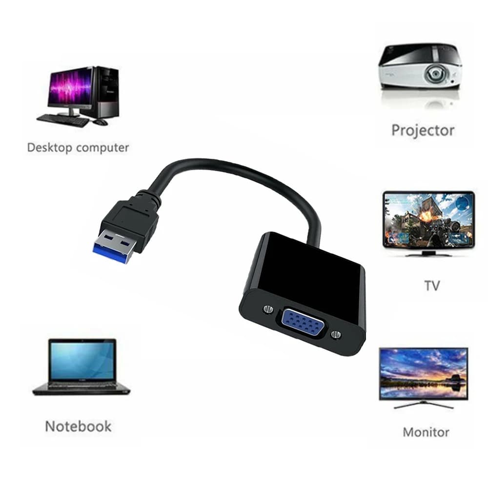 Adattatore da USB 3.0 a VGA convertitore Video FHD Multi-Display supporto Windows7/8/10 Computer Desktop Laptop PC per proiettore Monitor