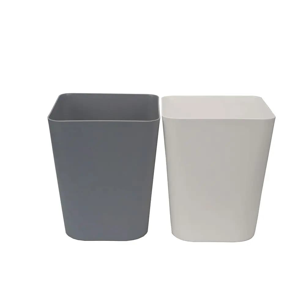 1.6 Gallon Dual-Tone Wastebasket Set, White and Gray