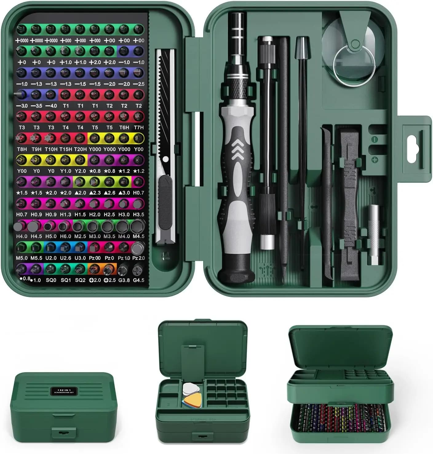 Set di Cacciaviti di Precisione Mini, Kit di Riparazione Magnetico 132-in-1 con Scatola Portaoggetti, 108 Punte per iPhone/Mac/iPad/Tablet