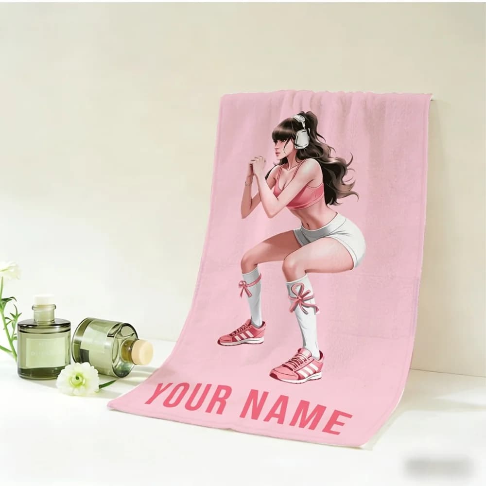 2 asciugamani sportivi rosa personalizzabili con nome, morbidi e leggeri, perfetti per nuoto, sport, viaggi, campeggio, yoga, hotel, palestra