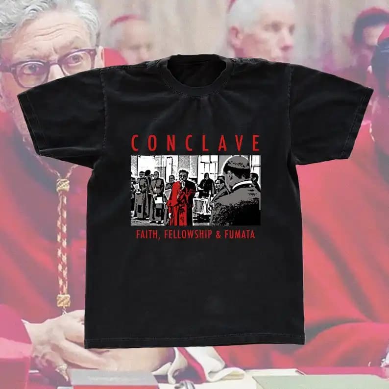 Conclave Vintage Style Graphic T-shirt | Retro Teeshirt for Movie Lovers Pop Culture Edward Berger Cult Film Lover Gift