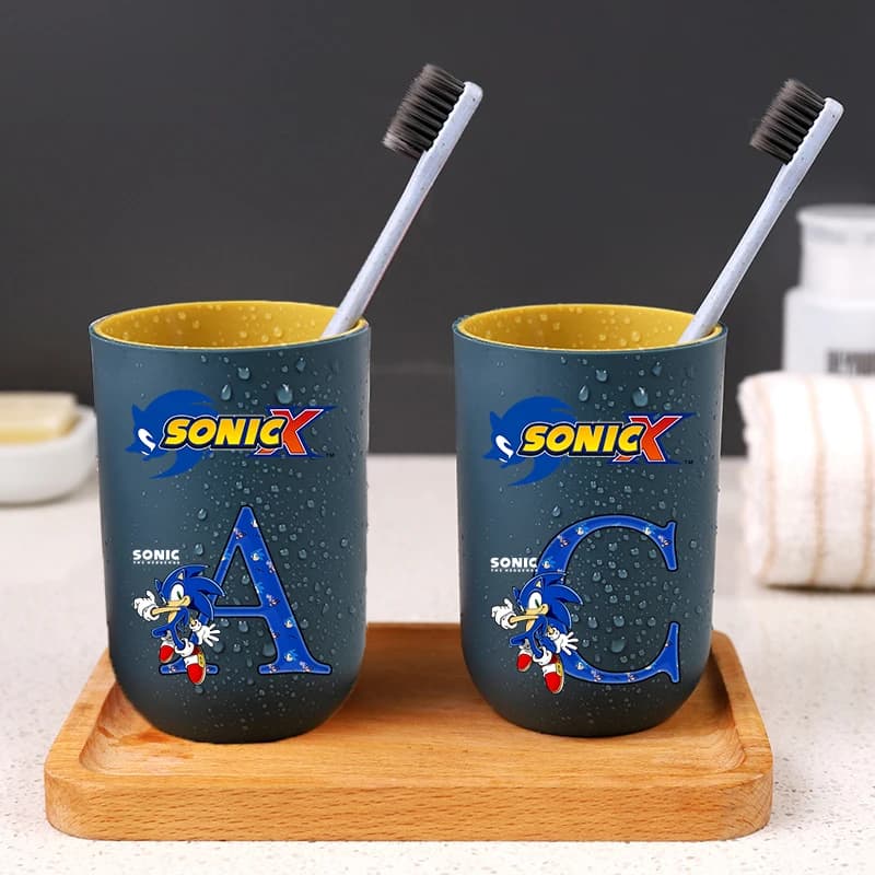 Bicchiere per spazzolino Soniced per bambini e bambine, tazza per acqua, bicchiere per collutorio, tazze per risciacquo a forma di cartone animato per neonati, simpatici flaconi per dentifricio a tema anime, regalo per la casa