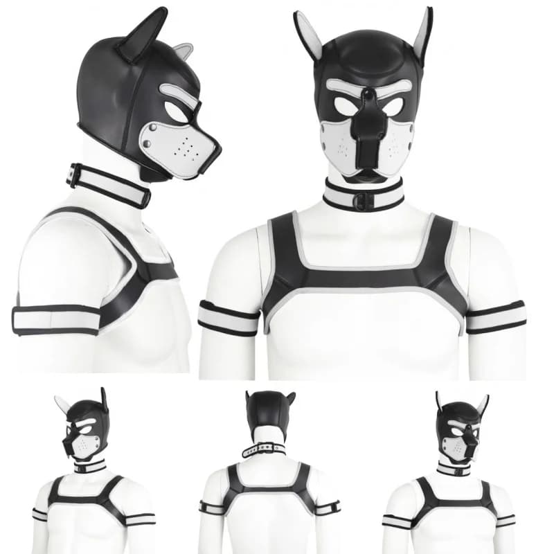 Maschera XL Imbottita in Gomma a Testa Intera con Colletto, Accessori per Cosplay da Cane, Costumi Esotici per Travestimenti da Cucciolo
