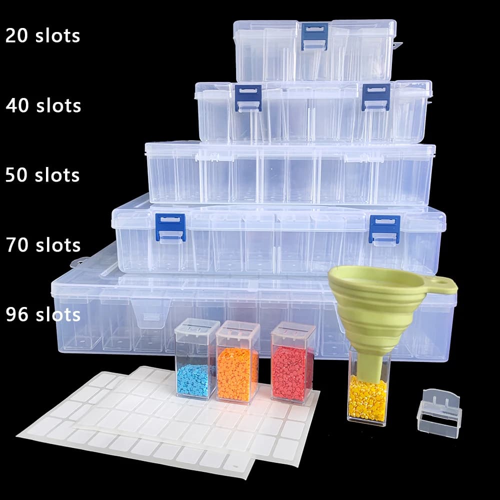 Scatola di Stoccaggio Quadrata in Plastica per Diamond Painting - Organizzatore per Accessori di Ricamo e Mosaico, Contenitore per Utensili Artistici per Appassionati di Fai-da-Te