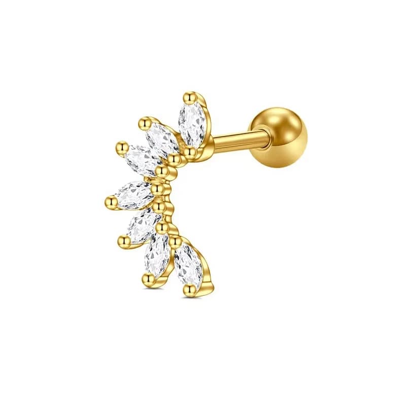 1PC 20G Cristallo CZ Foglia Cuore Fiore Orecchini con perno per le donne Trago Elica Cartilagine Conchiglia Piatta Penetranti Gioelleria Raffinata E Alla Moda Del Partito
