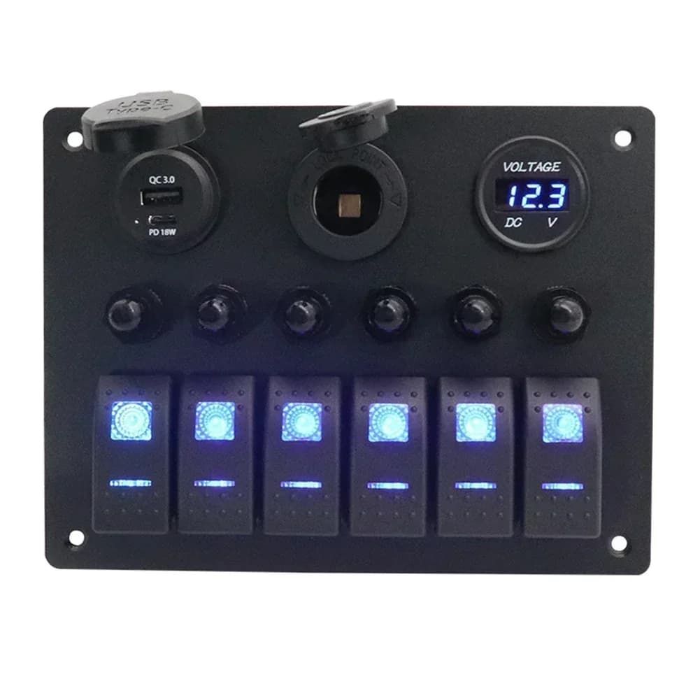 Interruttore di controllo del pannello RV 1PC Uscita 5V/4.8A con display a luce LED per modifiche RV, yacht, autobus, auto e altri modelli 12-24V