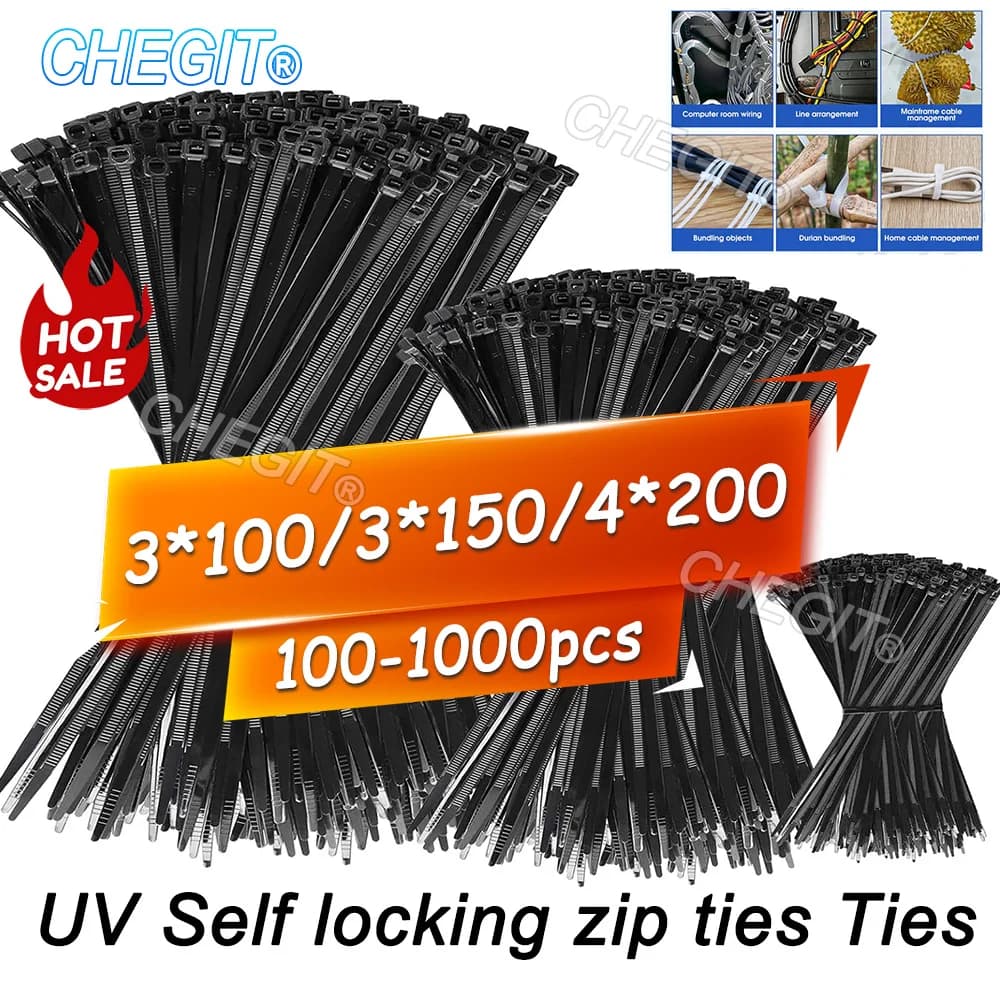 100-1000pcs Plastic Flanges Ties Cable Greenhouse Plastic Straps Velcro Nylon Cable Ties Clamp Self-locking Fastening Wire Ties