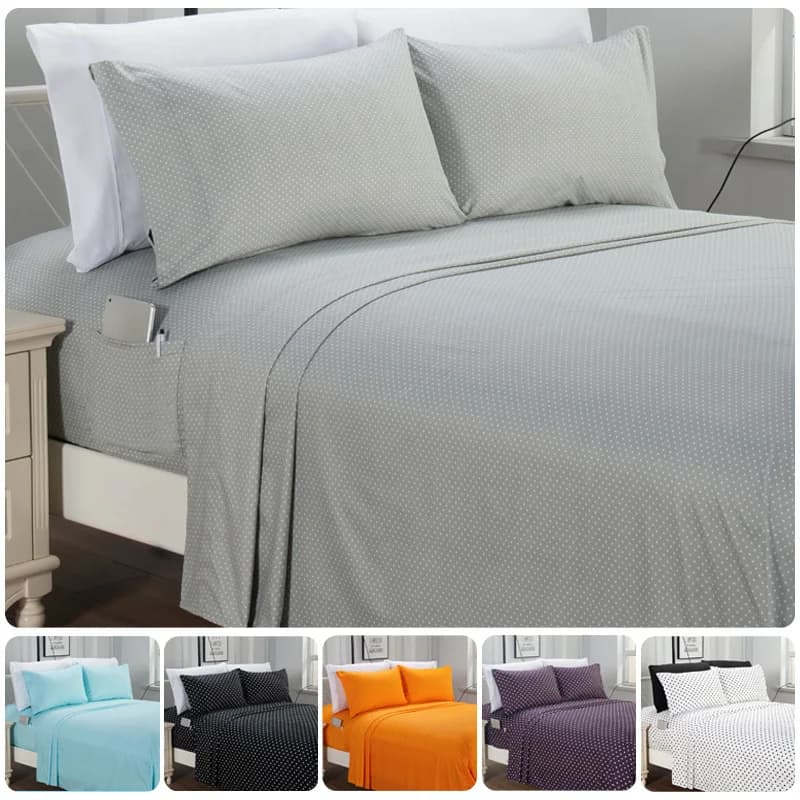 Set di lenzuola eleganti e confortevoli con pois, 4/6 pezzi, tasche profonde 16 pollici - Ultra morbidi, lavabili in lavatrice, set di lenzuola di lusso da 6 pezzi