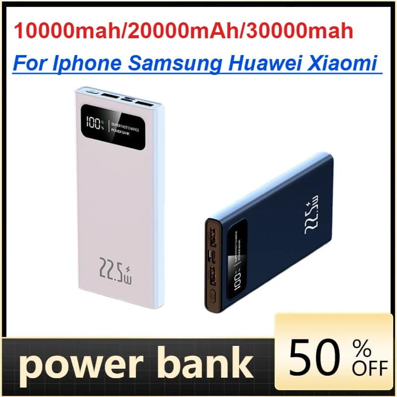 Power Bank a Ricarica Rapida da 22.5W, Batteria da 20000mAh con Display Digitale, Compatibile con iPhone Samsung Huawei Xiaomi (Disponibile anche da 10000mAh/30000mAh)