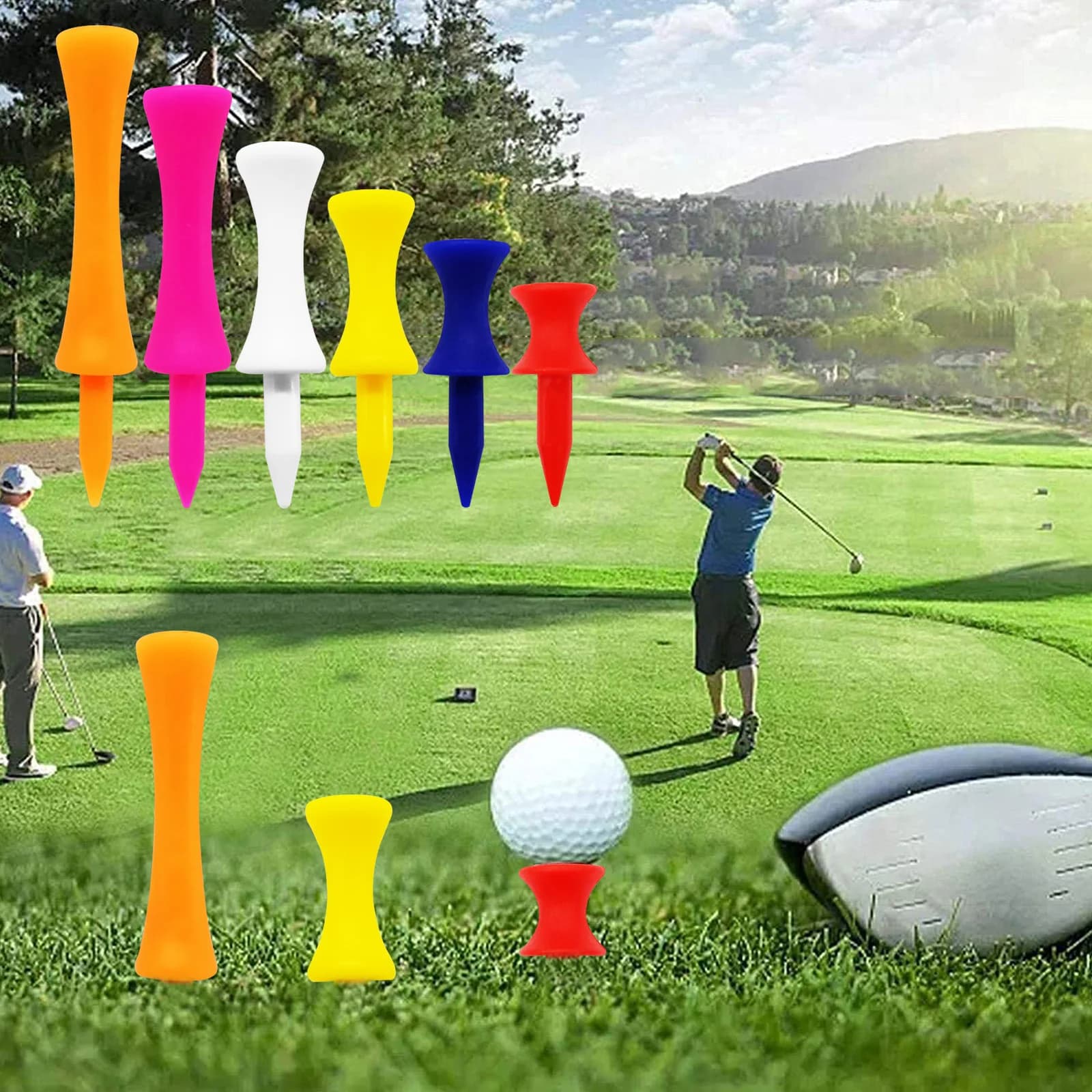 Tees da golf in plastica infrangibile con valore step down, confezione da 50, maglietta da castello professionale riutilizzabile per il controllo dell'altezza per la pratica