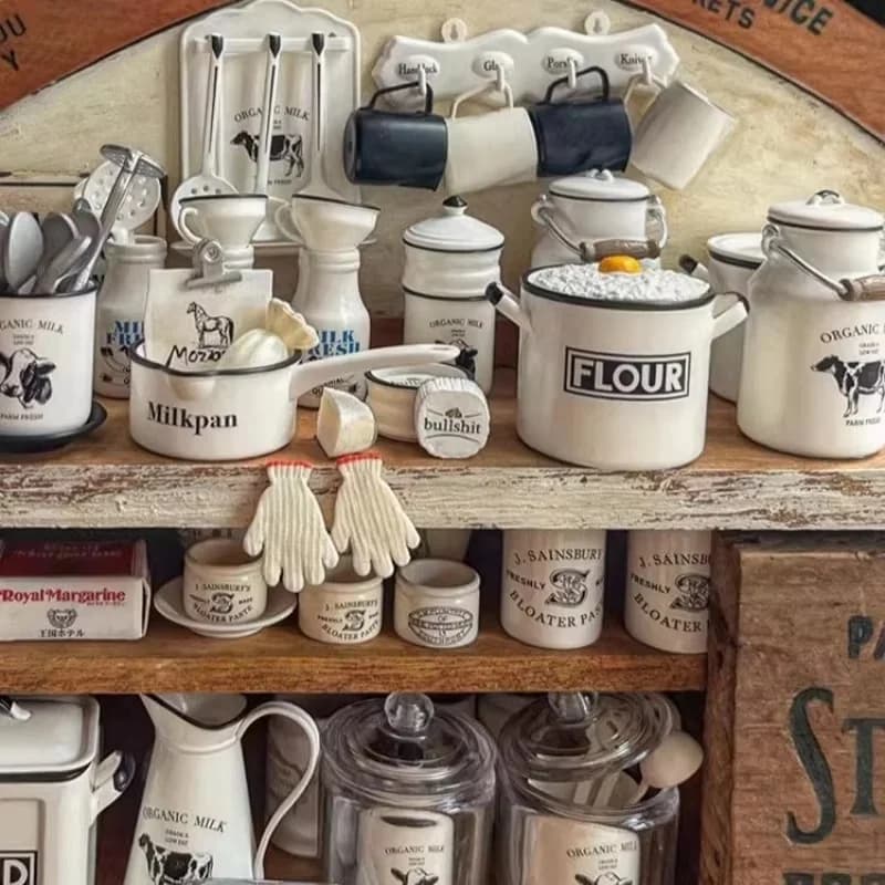 1:6 Cucina in miniatura Pentola Bollitore Barattolo di spezie Gancio Scatola di immagazzinaggio Modello Accessori per mobili per casa delle bambole Bjd Blyth Soldier Lol oggetti di scena