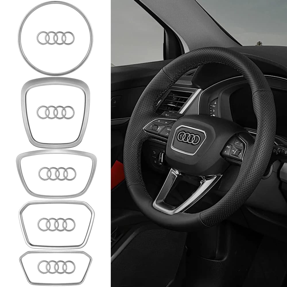 Anello Decorativo per Volante Auto, Adesivi di Copertura per Audi Sline A3 8P 8L 8V A4 B8 B6 B7 B9 A6 C6 C7 S5 A7 A5 Q5 Q3 TT A1