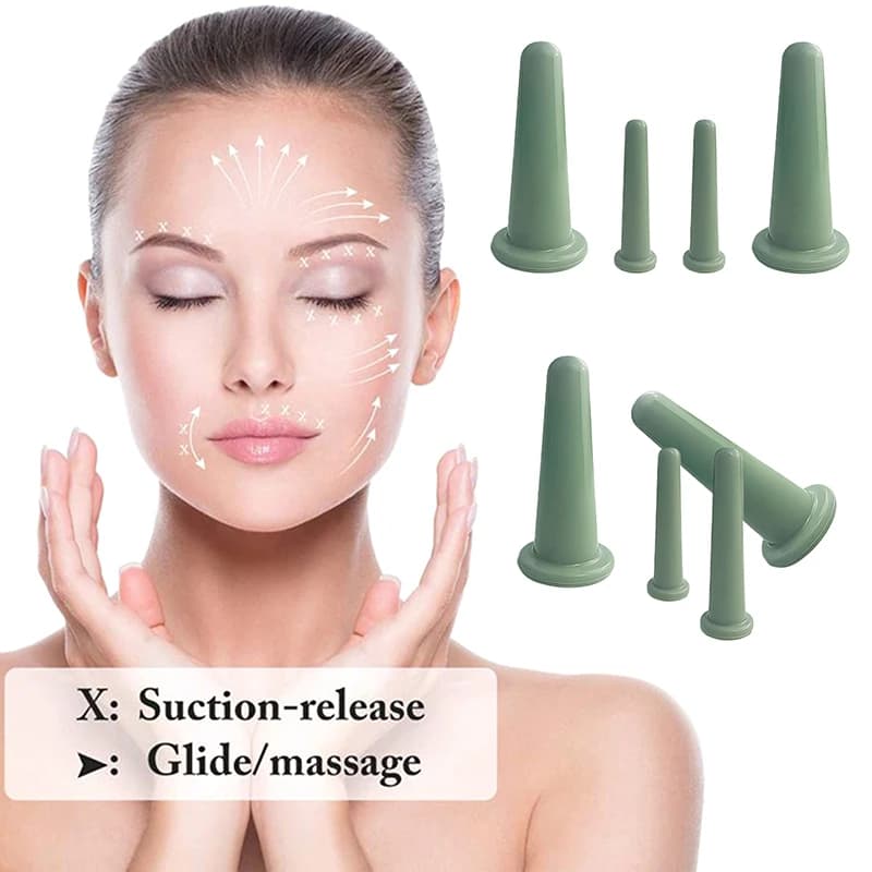 Silicone Vacuum Cupping Massage Jars Anti Cellulite Facial Suction Cups Face Neck Lift Skin Scraping Guasha Wrinkle