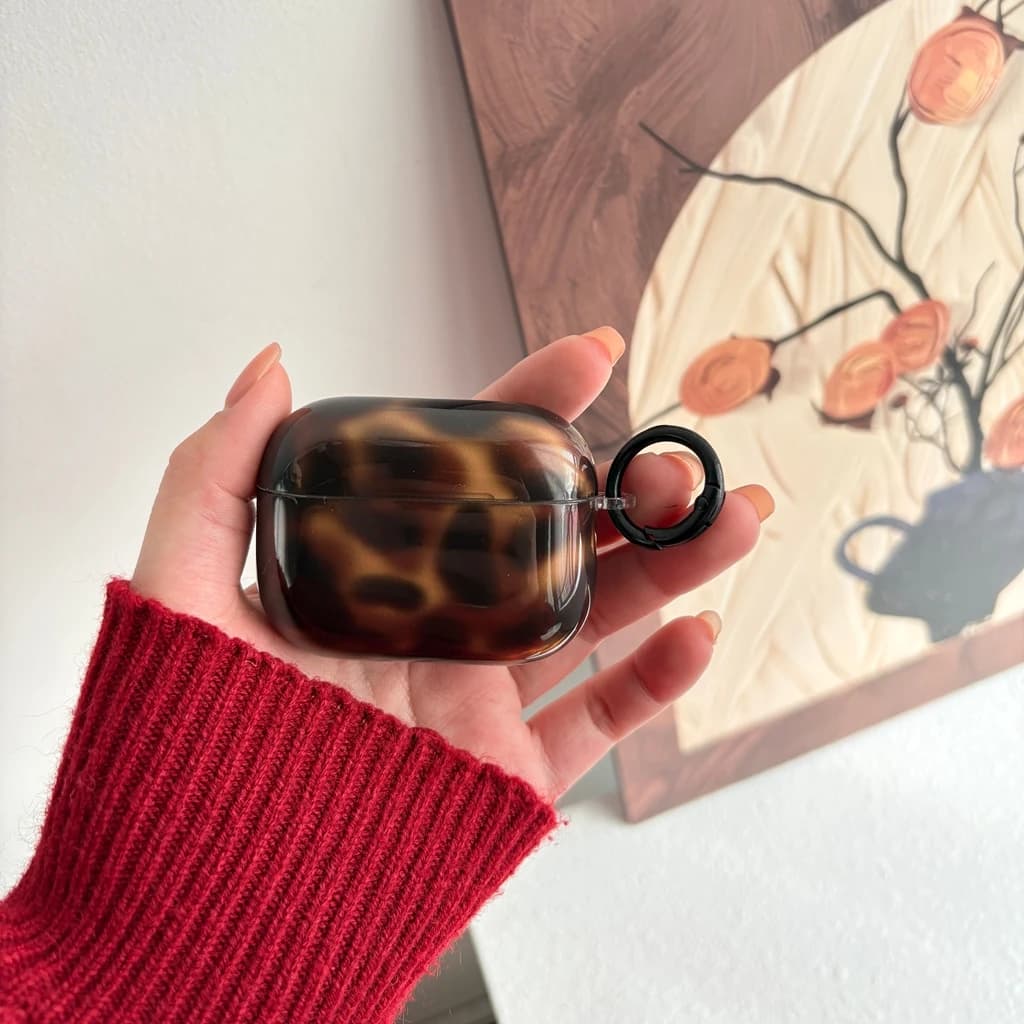 Modello avanzato ed elegante in ambra marrone con custodia per auricolari con cordino per AirPods 1 o 2 3 4 Pro 2 Pro 3