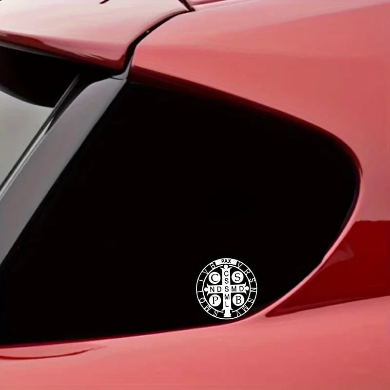 Adesivo con Medaglia di San Benedetto, Decalcomania in Vinile Impermeabile per Decorazione Auto, Laptop, Casco
